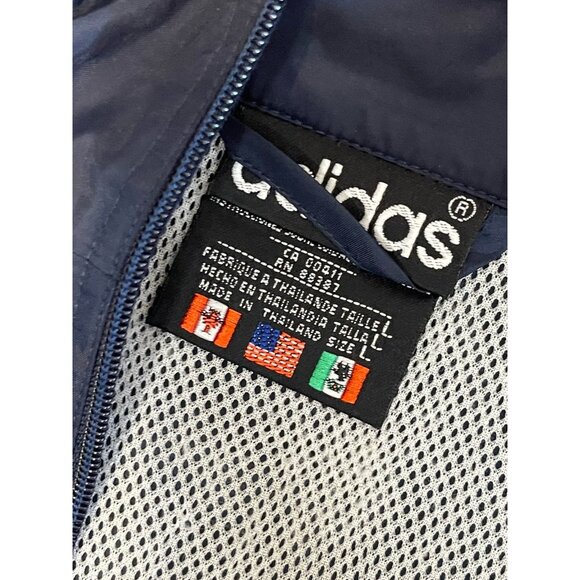 Vintage Adidas Windbreaker Nylon  Jacket Men’s Large Navy Blue 3 Stripes - Picture 3 of 9